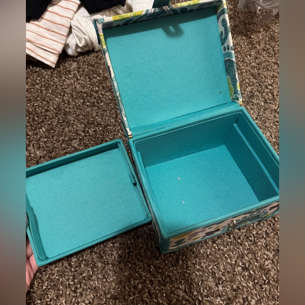Teal Jewelry Box with Removable Tray